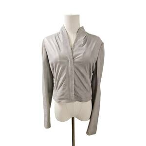 Theory Grey Lavella Soft Leather Long Sleeve Crop‎ Motorcycle Jacket Size 2